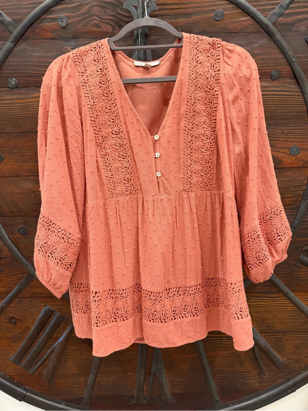 Style & Co. Mixed-Lace Peasant Blouse